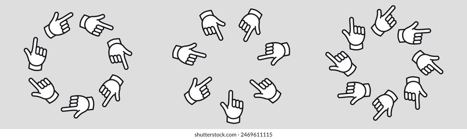 Finger mouse pointer circle frame. Click here round border design