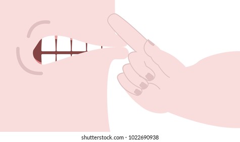 Finger at mouth. silence is with. Hush vector illustration