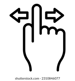 Vector de contorno de icono de movimiento del dedo. Haga clic en el teléfono. Tacto inteligente