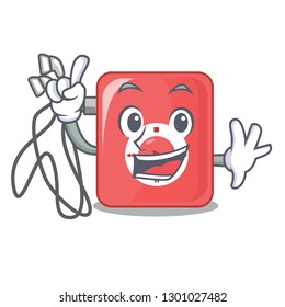 Finger mp3 player isolated on with mascot