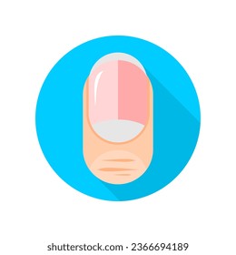 Finger nail beauty on blue circle icon flat vector design
