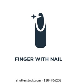 Finger with Nail icon. Black filled vector illustration. Finger with Nail symbol on white background. Can be used in web and mobile.