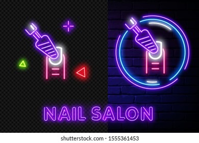 finger with nail line neon icon. Elements of Beauty and Cosmetics illustration icon. Signs and symbols can be used for web, logo, mobile app
