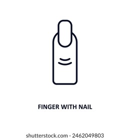 finger with nail outline icon.  Thin line icon from beauty collection. Editable vector isolated on white background