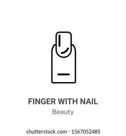 Finger with nail outline vector icon. Thin line black finger with nail icon, flat vector simple element illustration from editable beauty concept isolated on white background