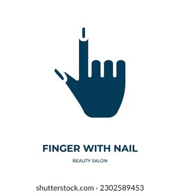 finger with nail vector icon. finger with nail, beauty, nail filled icons from flat beauty salon concept. Isolated black glyph icon, vector illustration symbol element for web design and mobile apps
