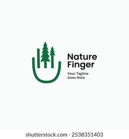Finger with nature trees simple logo vector icon, sign, symbol illustration