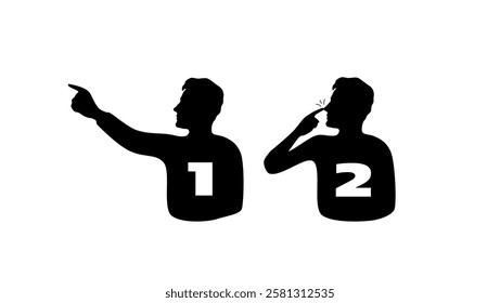 finger to nose test, black isolated silhouette