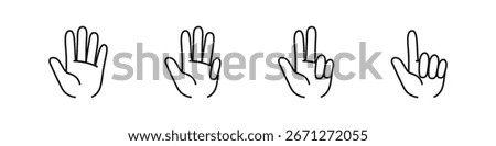 Finger numbers outline icons vector set