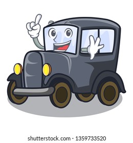 Finger old miniature car in shape mascot