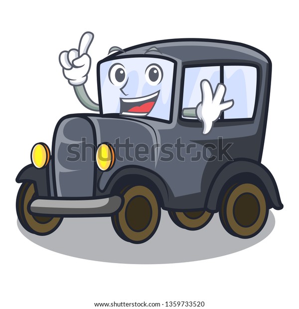 Finger old miniature\
car in shape mascot