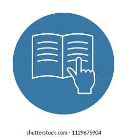 finger on a book icon. Element of books and magazines icons for mobile concept and web apps. Badge style finger on a book icon can be used for web and mobile apps on white background