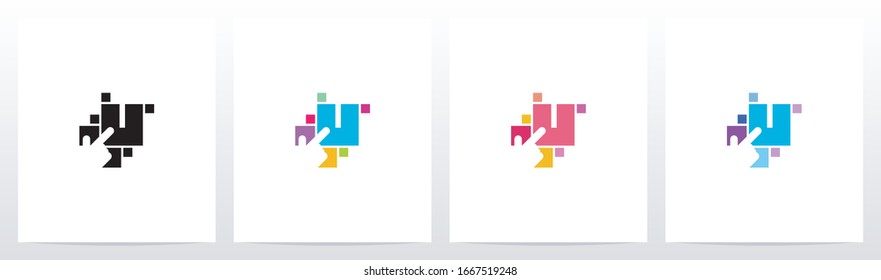 Botón Dedo A Botón Como Letra Logo Diseño U