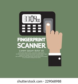 Finger On Fingerprint Scanner Device Vector Illustration