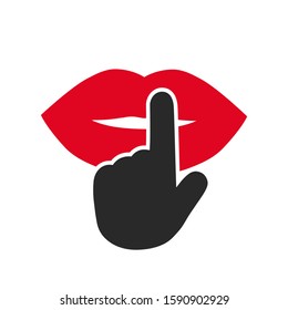 Finger on lip. Quiet, please. Keep silence symbol. Keep quiet sign – stock vector