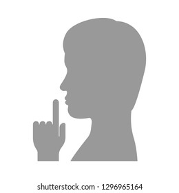 Finger on lips. Shhh gesture. Vector illustration.