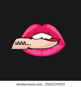 finger on lips vector illustration