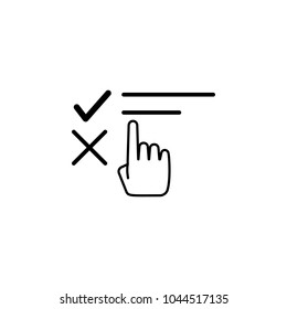 finger on the questionnaire icon. Element of online education icon for mobile concept and web apps. Thin line  icon for website design and development, app development on white background