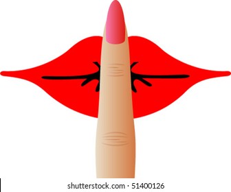 Finger on red lips, raster also available