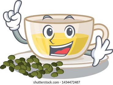 Finger oolong tea above wood tables cartoon