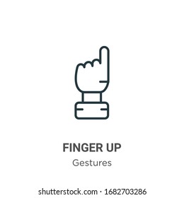 Finger up outline vector icon. Thin line black finger up icon, flat vector simple element illustration from editable gestures concept isolated stroke on white background