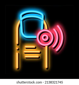 finger pain point neon light sign vector. Glowing bright icon finger pain point sign. transparent symbol illustration
