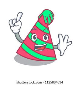 Finger party hat mascot cartoon