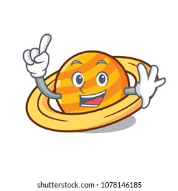Finger planet saturnus mascot cartoon