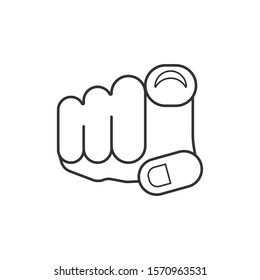 Finger point icon in flat style. Hand gesture vector illustration on white isolated background. You forward business concept.