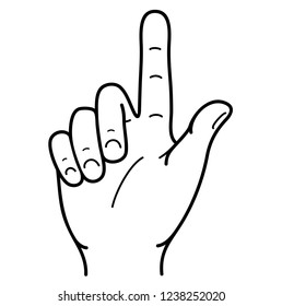 Finger point. Vector flat outline icon illustration isolated on white background.