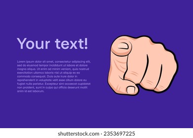 Finger point you vector poster. We want youhand gesture