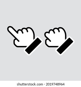 Finger pointer cursor, vector click icon, vintage hand pointer icon