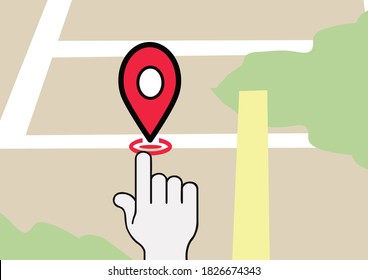 Finger pointer with green map to show the road