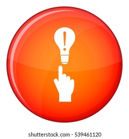 A finger pointer and light bulb icon in red circle isolated on white background vector illustration