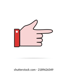 Finger pointing aside vector icon.