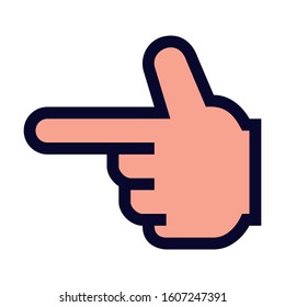 Finger Pointing Back. Simple Vector Color Icon.