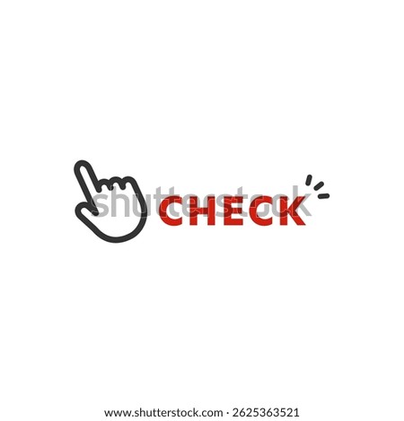 Finger Pointing and Checkmark Icon – Line Art Vector for Attention and Confirmation