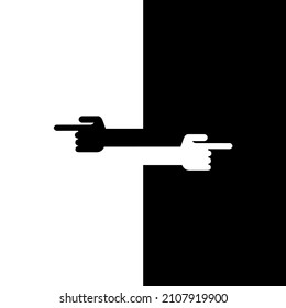 finger pointing to different directions, pro and con concept