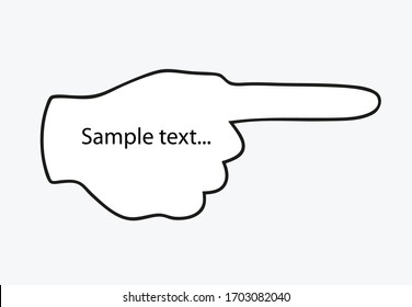 Finger pointing direction, copy space, vector illustration