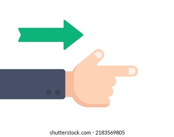Finger pointing gesture in flat design. Vector illustration