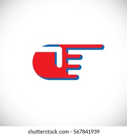 Finger pointing gesture, vector direction sign. Modern art illustration of human hand pointing and symbolizing aiming, choice concept sign created in flat design style.