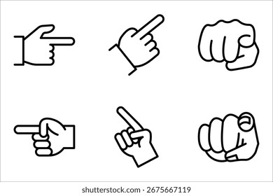 finger pointing or gesturing towards you line icon set. vector illustration on white background