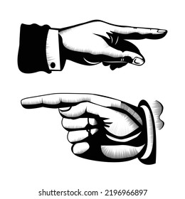 Finger pointing hand symbol ,vintage style