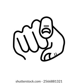 Finger pointing icon on white background. Editable stroke symbol. Vector illustration EPS 10.