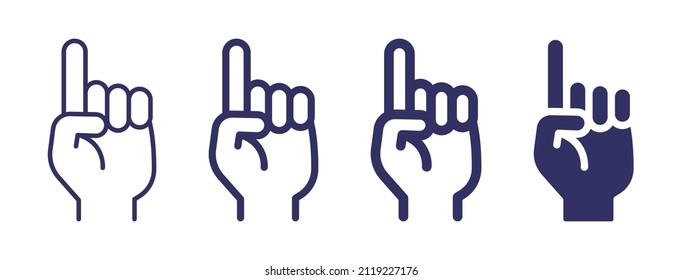 Finger zeigende Symbol. Ein Fingerzeig-Gesten-Symbol gesetzt.