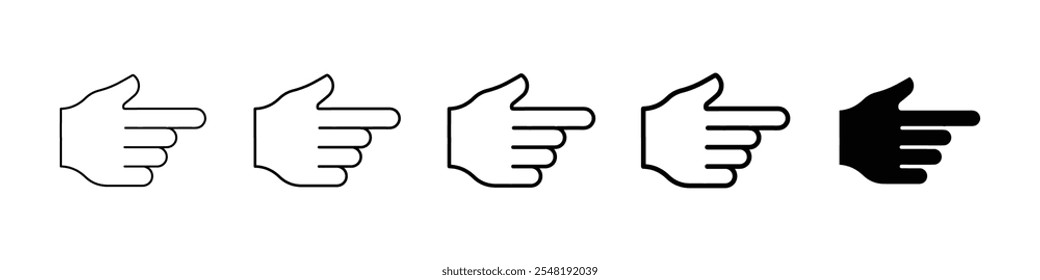 finger pointing icon Simple thin line logo set