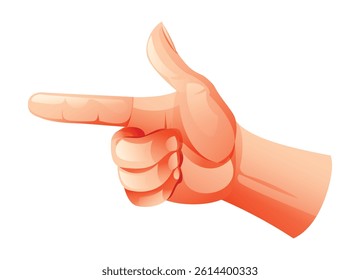 Finger pointing to the left with thumb up, often representing back or previous. Vector cartoon illustration
