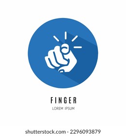 Finger pointing logo. Finger pointing illustration in flat. Stock vector.