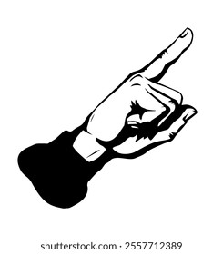 Finger pointing to an object. Vector drawing