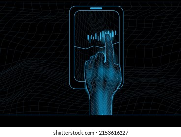 Finger pointing on tablet style Dynamic Line, call, bussines,illustration, communication